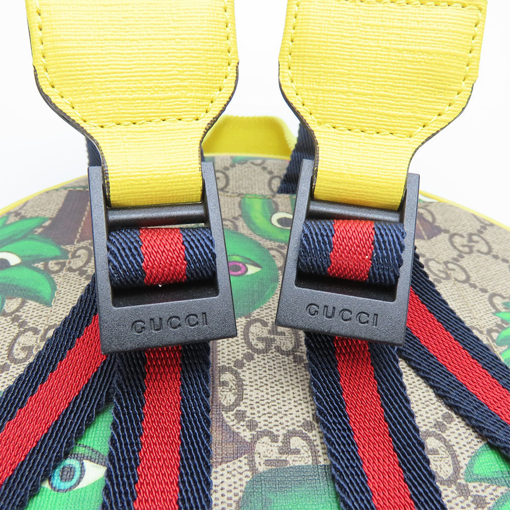 GUCCI Backpack 433578 GG Supreme canvas, leather beige Smiling Plant Chilled license Women Used Authentic