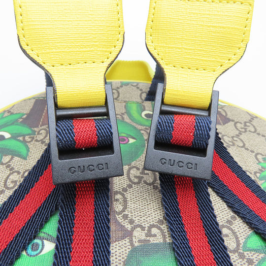 GUCCI Backpack 433578 GG Supreme canvas, leather beige Smiling Plant Chilled license Women Used Authentic