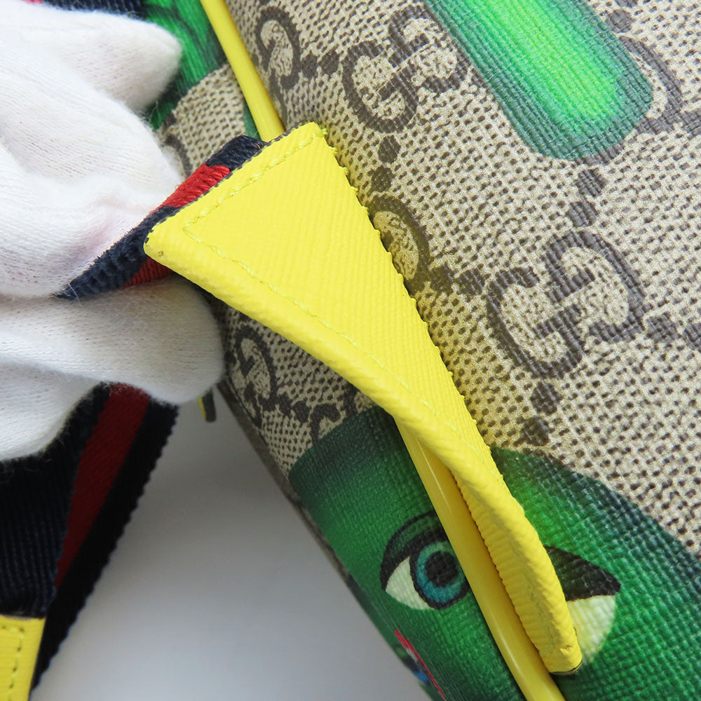GUCCI Backpack 433578 GG Supreme canvas, leather beige Smiling Plant Chilled license Women Used Authentic