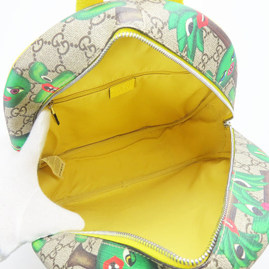 GUCCI Backpack 433578 GG Supreme canvas, leather beige Smiling Plant Chilled license Women Used Authentic