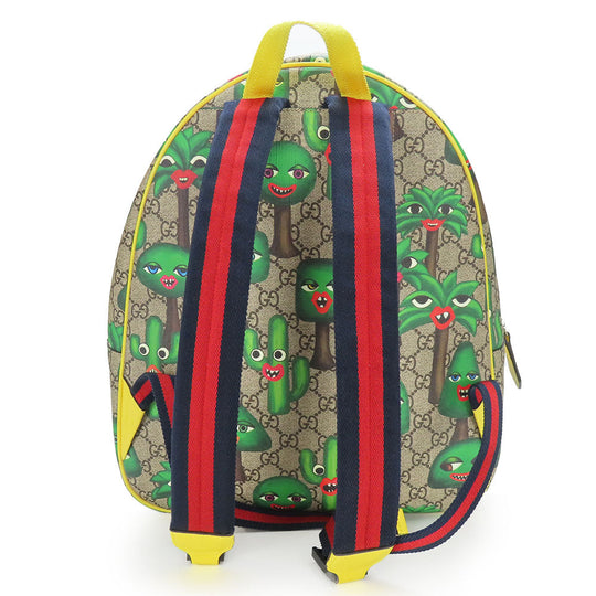 GUCCI Backpack 433578 GG Supreme canvas, leather beige Smiling Plant Chilled license Women Used Authentic
