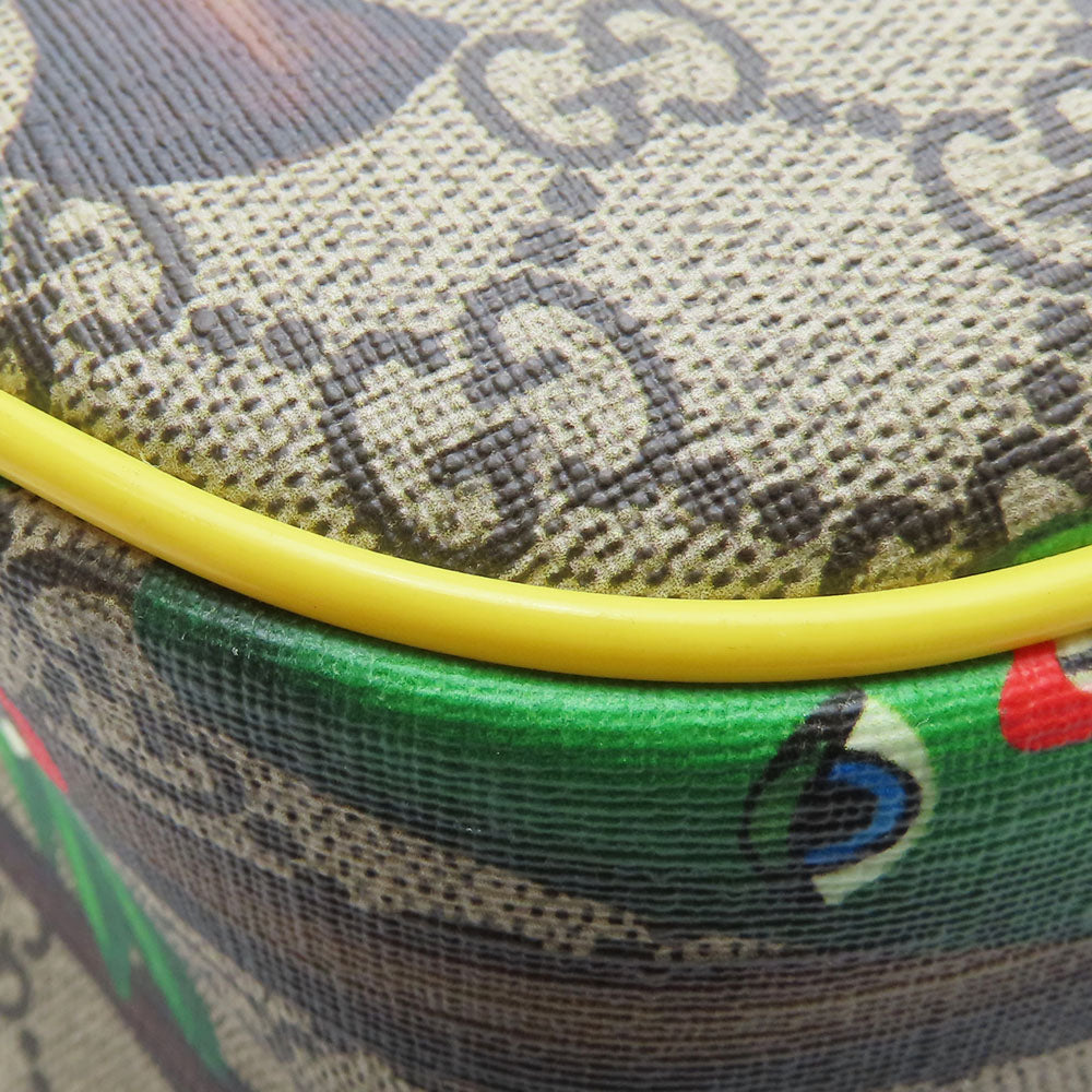 GUCCI Backpack 433578 GG Supreme canvas, leather beige Smiling Plant Chilled license Women Used Authentic