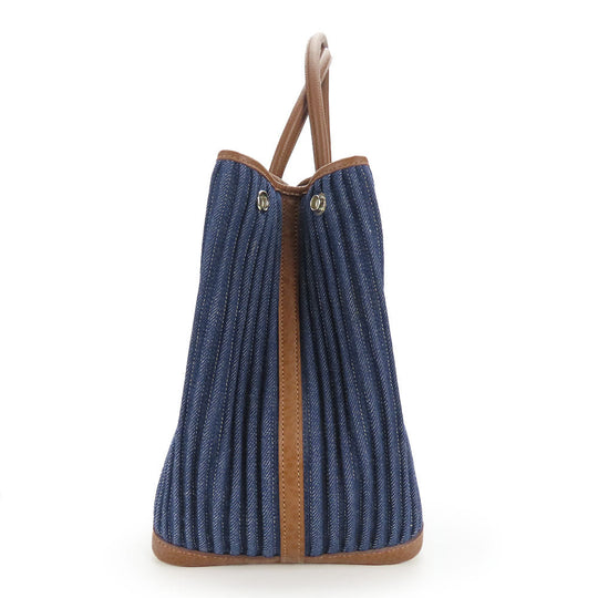 HERMES Tote Bag Denim, Leather Navy Garden party PM unisex(Unisex) Used Authentic