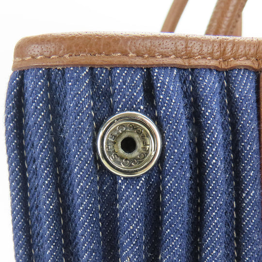 HERMES Tote Bag Denim, Leather Navy Garden party PM unisex(Unisex) Used Authentic
