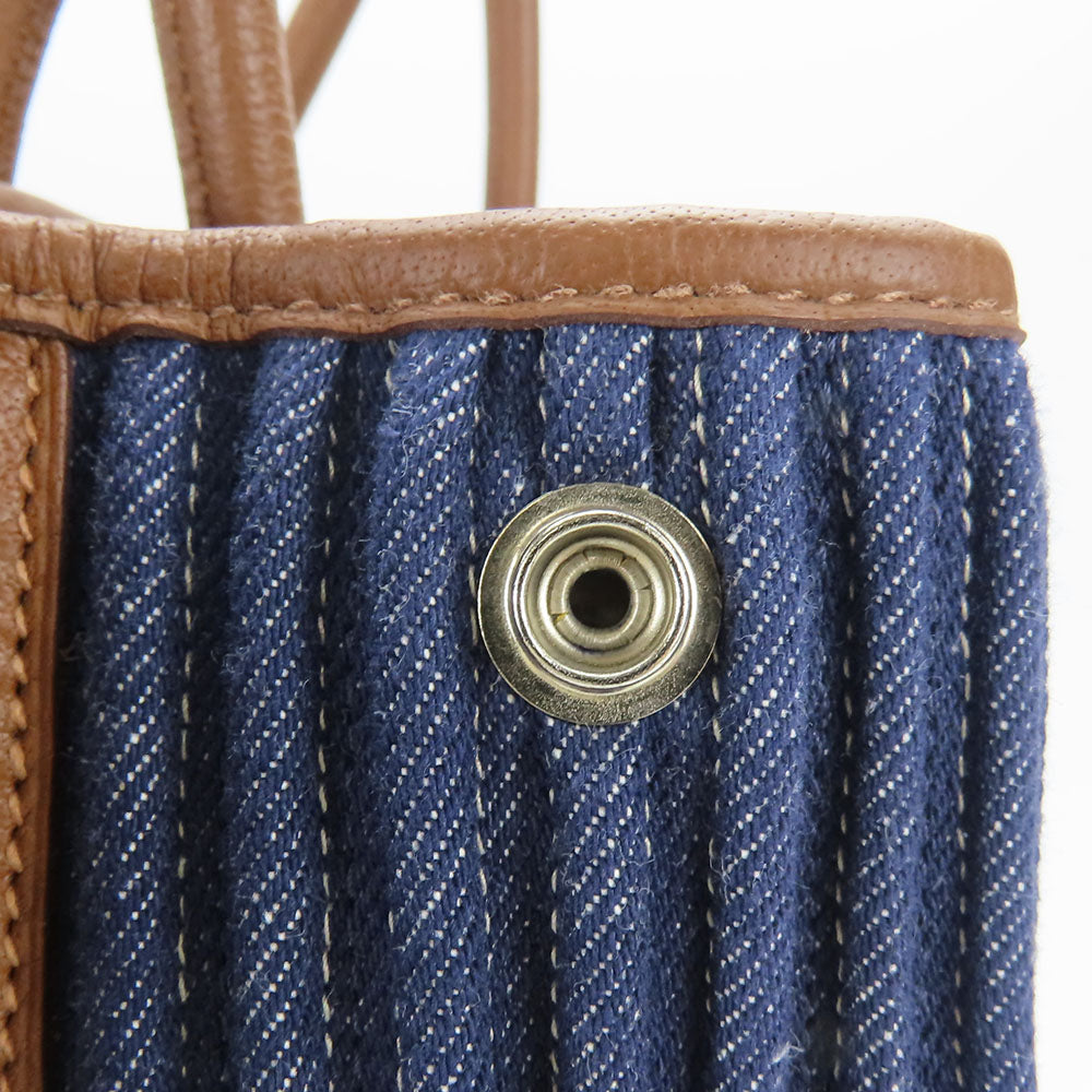 HERMES Tote Bag Denim, Leather Navy Garden party PM unisex(Unisex) Used Authentic