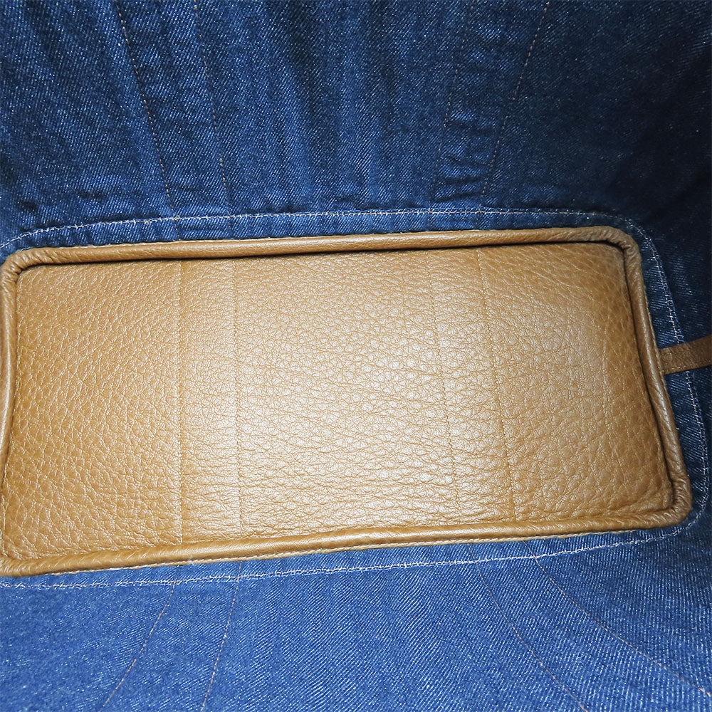 HERMES Tote Bag Denim, Leather Navy Garden party PM unisex(Unisex) Used Authentic