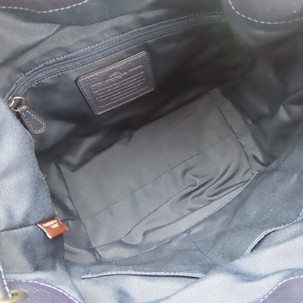 COACH Shoulder Bag F35684 leather Navy Women Used Authentic