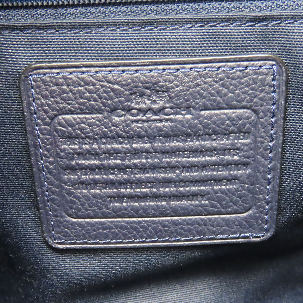 COACH Shoulder Bag F35684 leather Navy Women Used Authentic