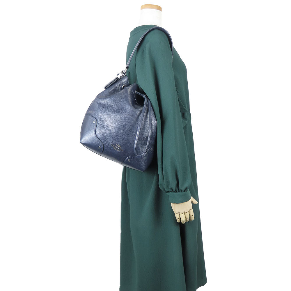 COACH Shoulder Bag F35684 leather Navy Women Used Authentic