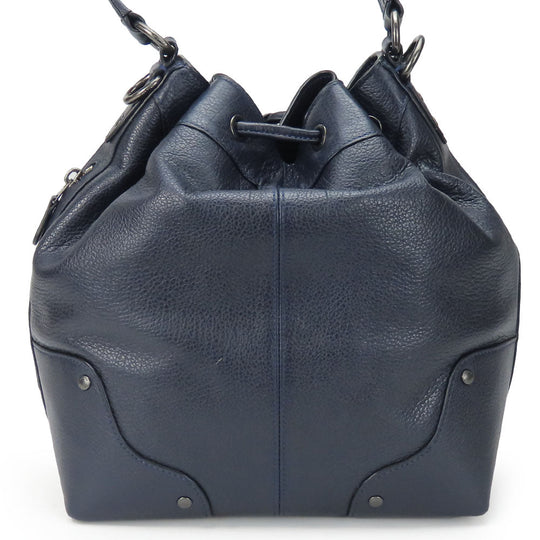 COACH Shoulder Bag F35684 leather Navy Women Used Authentic