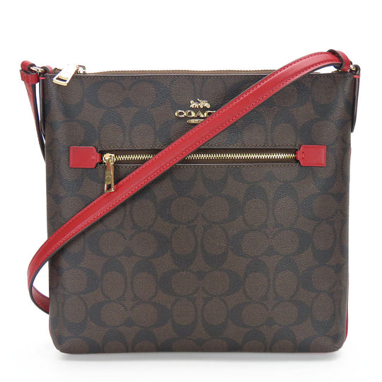 COACH Shoulder Bag C1554 PVC, Leather Red Signature Women Used Authentic