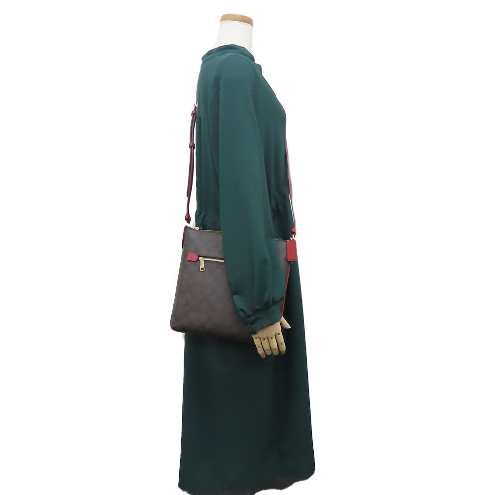 COACH Shoulder Bag C1554 PVC, Leather Red Signature Women Used Authentic