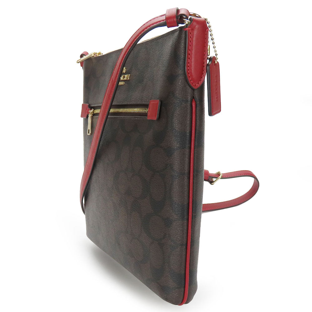 COACH Shoulder Bag C1554 PVC, Leather Red Signature Women Used Authentic