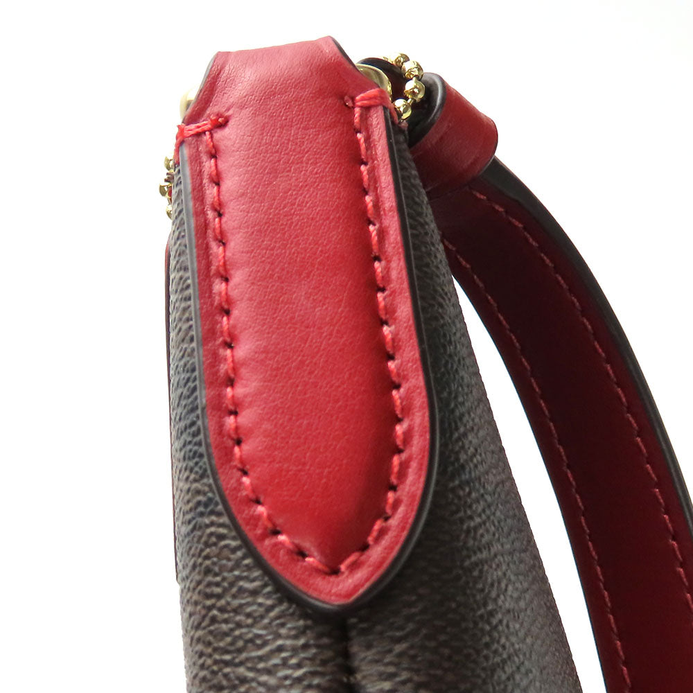 COACH Shoulder Bag C1554 PVC, Leather Red Signature Women Used Authentic