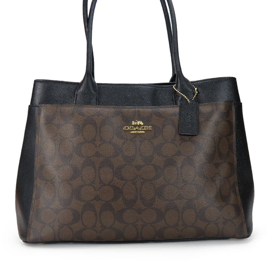 COACH Handbag F31475 Leather, PVC black Signature Women Used Authentic