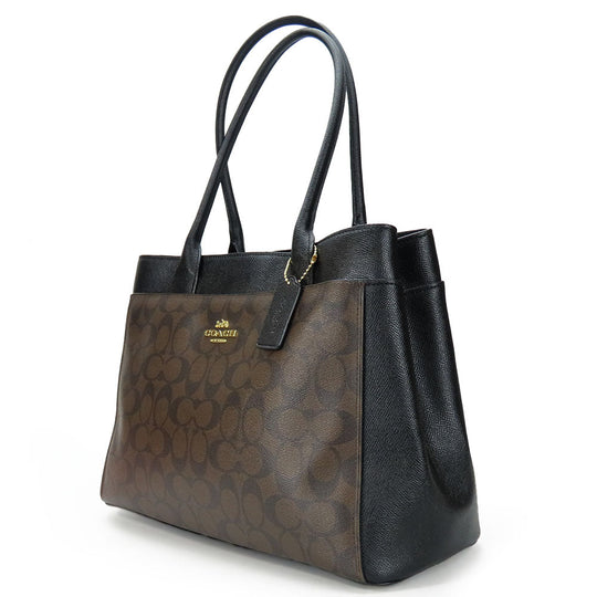 COACH Handbag F31475 Leather, PVC black Signature Women Used Authentic