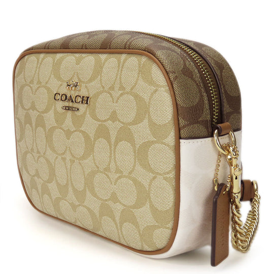 COACH Shoulder Bag CA172 PVC, Leather beige Signature Jamie Camera Bag Women Used Authentic
