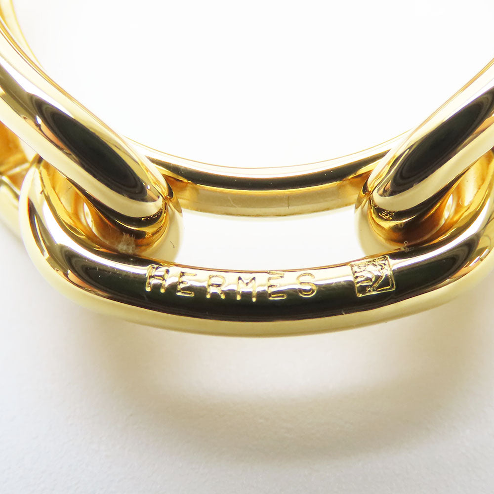 HERMES Scarf ring metal gold Chene Dunkle Women Used Authentic