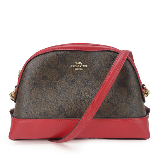 COACH Shoulder Bag F76674 Leather, PVC Red Signature Women Used Authentic