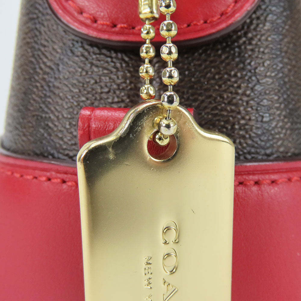 COACH Shoulder Bag F76674 Leather, PVC Red Signature Women Used Authentic