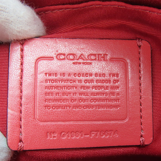 COACH Shoulder Bag F76674 Leather, PVC Red Signature Women Used Authentic