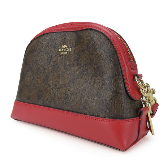 COACH Shoulder Bag F76674 Leather, PVC Red Signature Women Used Authentic