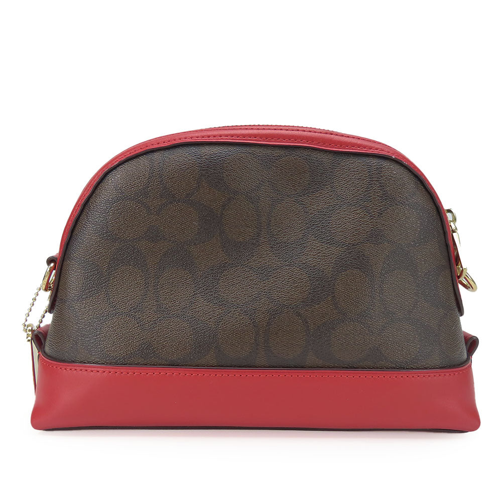 COACH Shoulder Bag F76674 Leather, PVC Red Signature Women Used Authentic