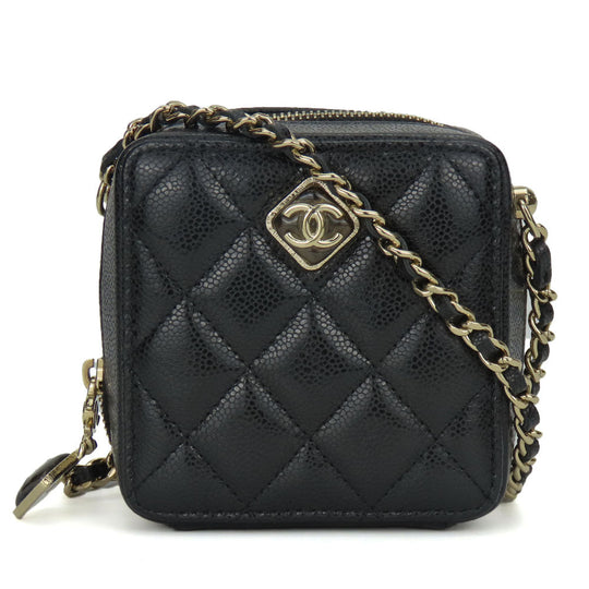 CHANEL Shoulder Bag leather black Women Used Authentic