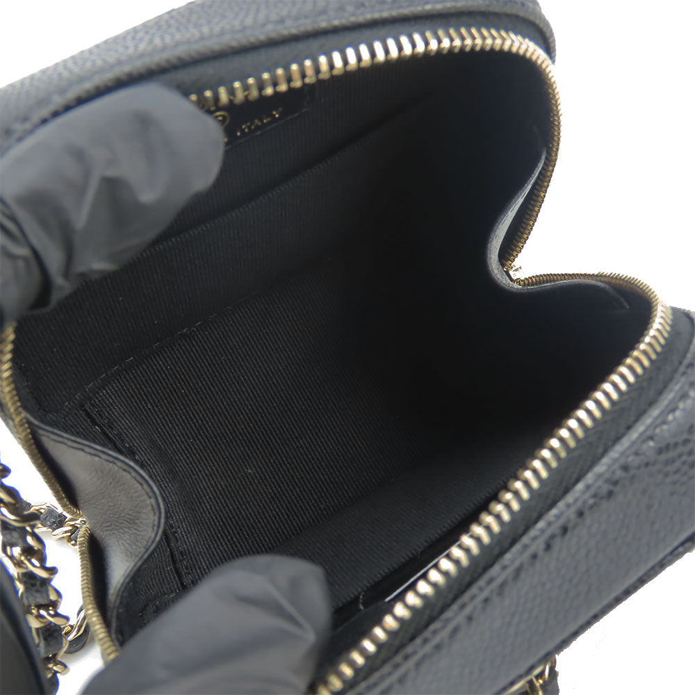 CHANEL Shoulder Bag leather black Women Used Authentic