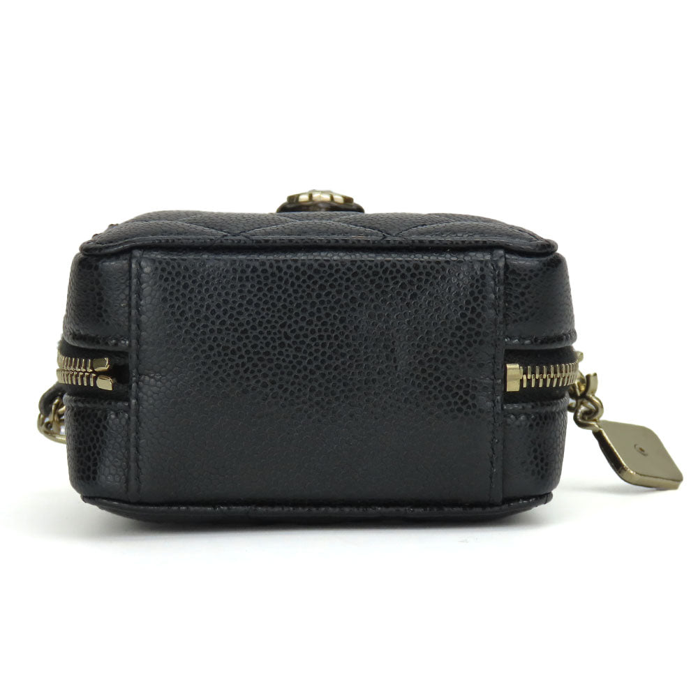 CHANEL Shoulder Bag leather black Women Used Authentic