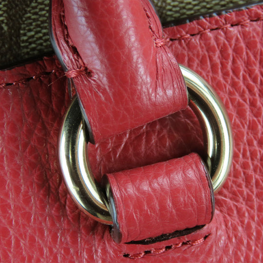 COACH Handbag F84428 leather Red Signature Women Used Authentic