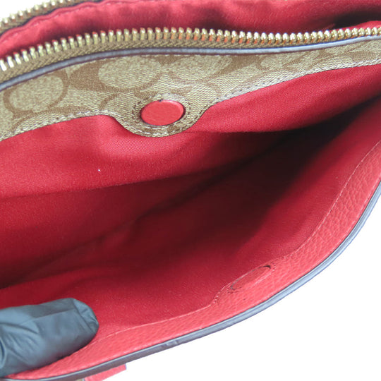 COACH Handbag F84428 leather Red Signature Women Used Authentic
