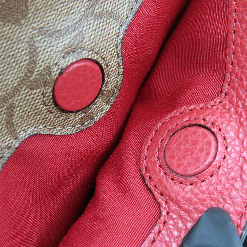 COACH Handbag F84428 leather Red Signature Women Used Authentic