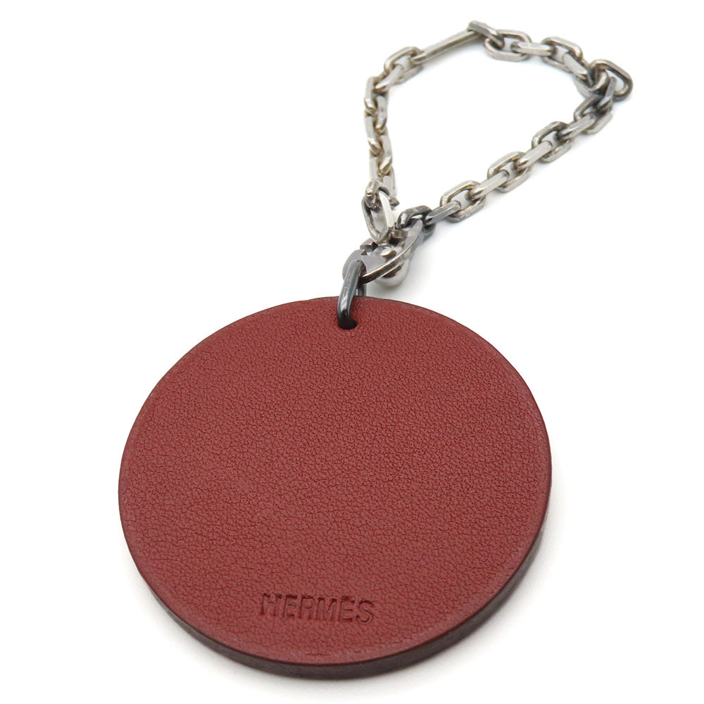 HERMES Bag charm Leather, Silver925 Brown Women Used Authentic