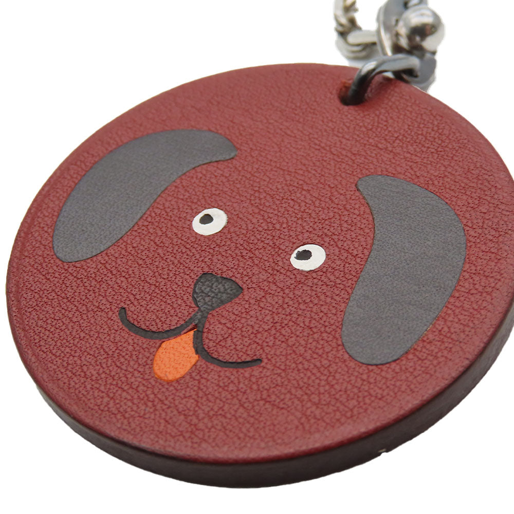 HERMES Bag charm Leather, Silver925 Brown Women Used Authentic