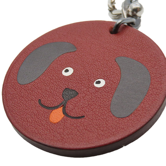 HERMES Bag charm Leather, Silver925 Brown Women Used Authentic