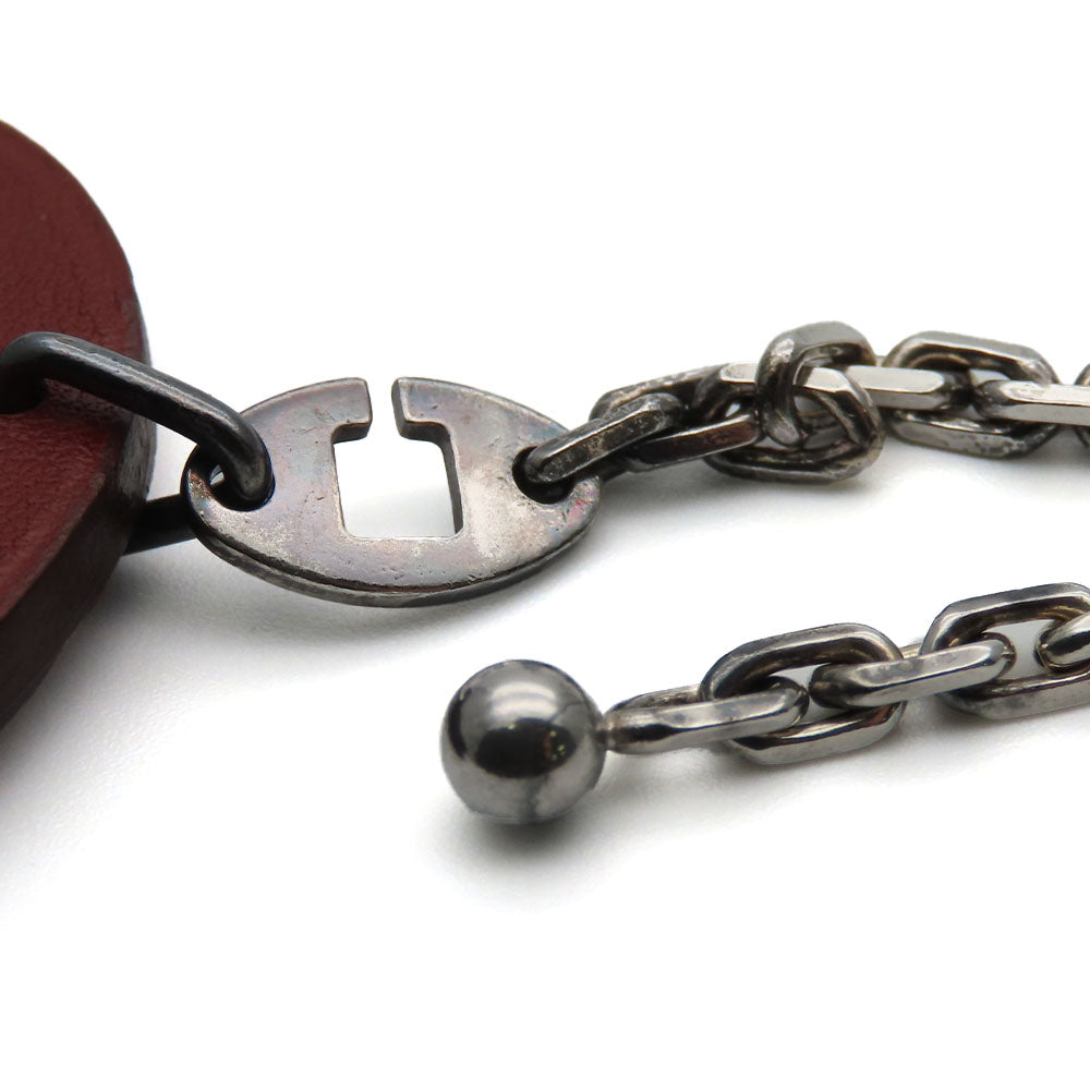 HERMES Bag charm Leather, Silver925 Brown Women Used Authentic