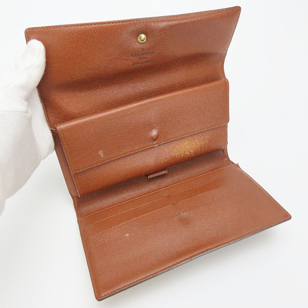 LOUIS VUITTON Long Wallet Purse M61217 Monogram Brown Portofeuil International Women Used Authentic