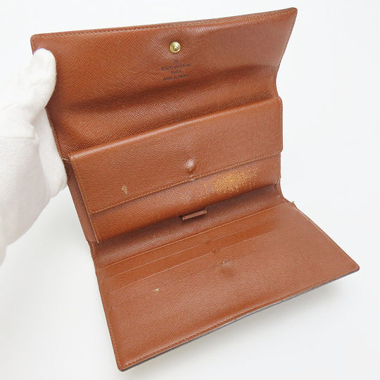 LOUIS VUITTON Long Wallet Purse M61217 Monogram Brown Portofeuil International Women Used Authentic