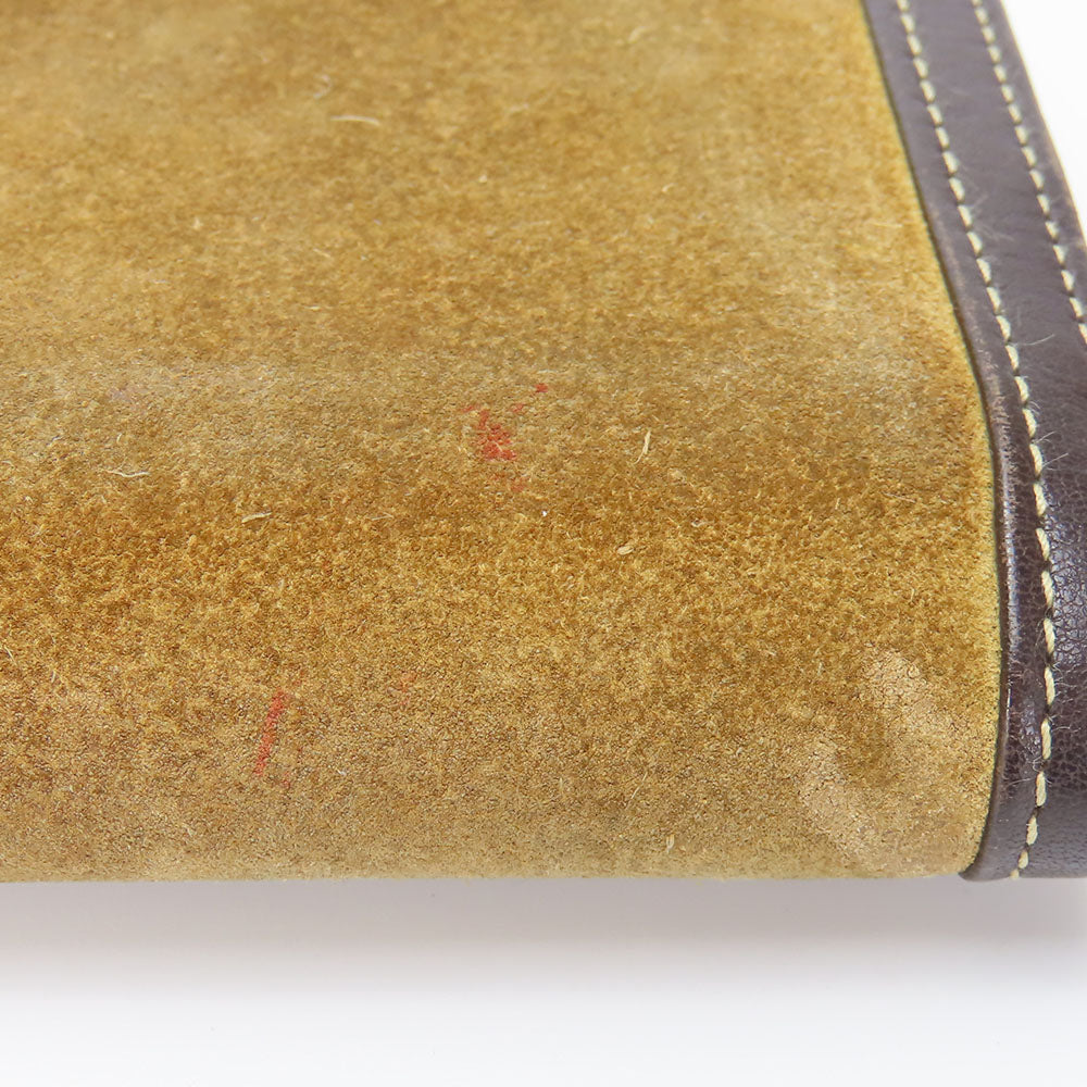 LOEWE Tri-fold wallet Suede, Leather khaki Women Used Authentic