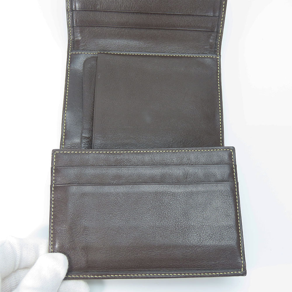 LOEWE Tri-fold wallet Suede, Leather khaki Women Used Authentic