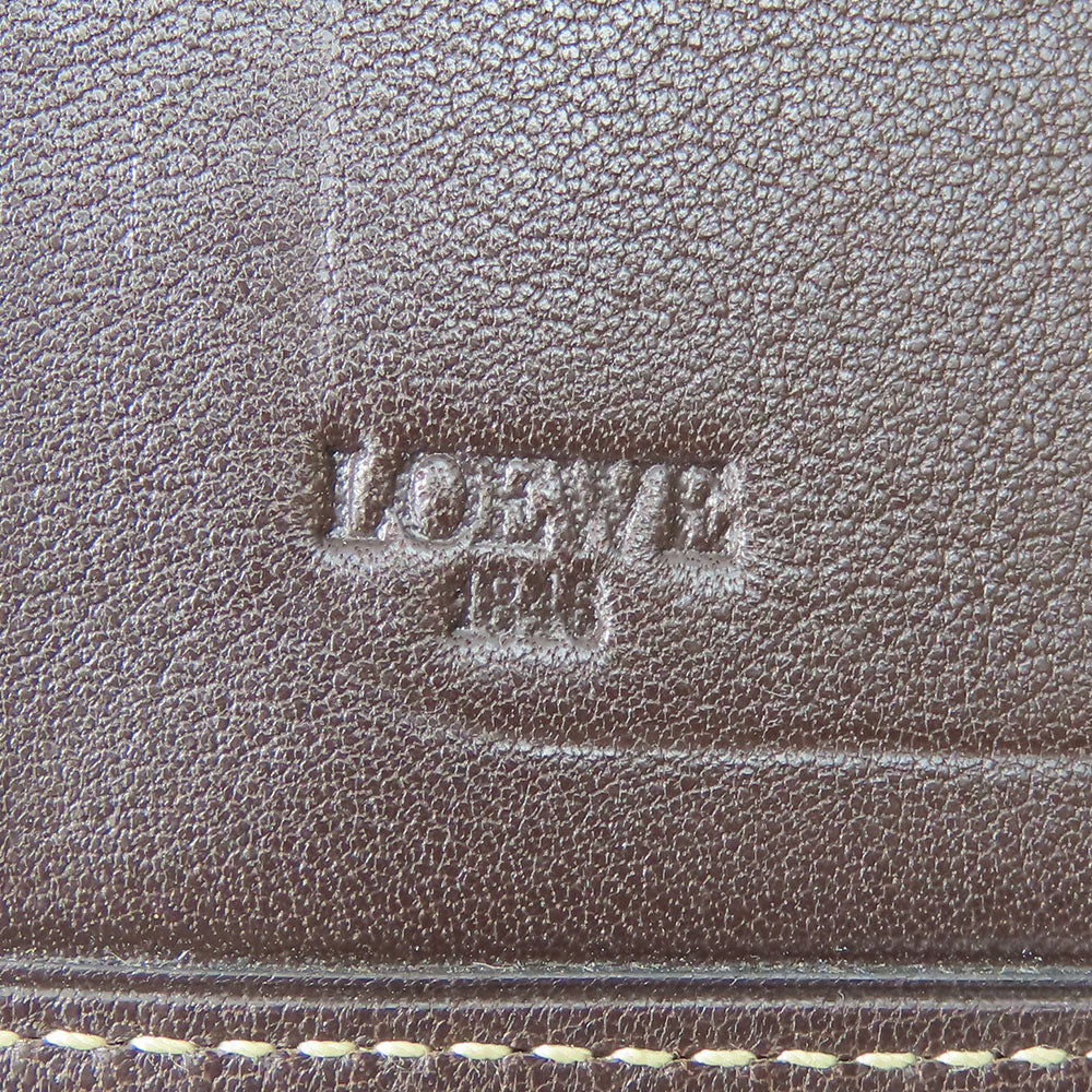LOEWE Tri-fold wallet Suede, Leather khaki Women Used Authentic