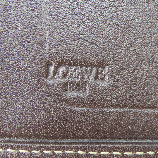 LOEWE Tri-fold wallet Suede, Leather khaki Women Used Authentic