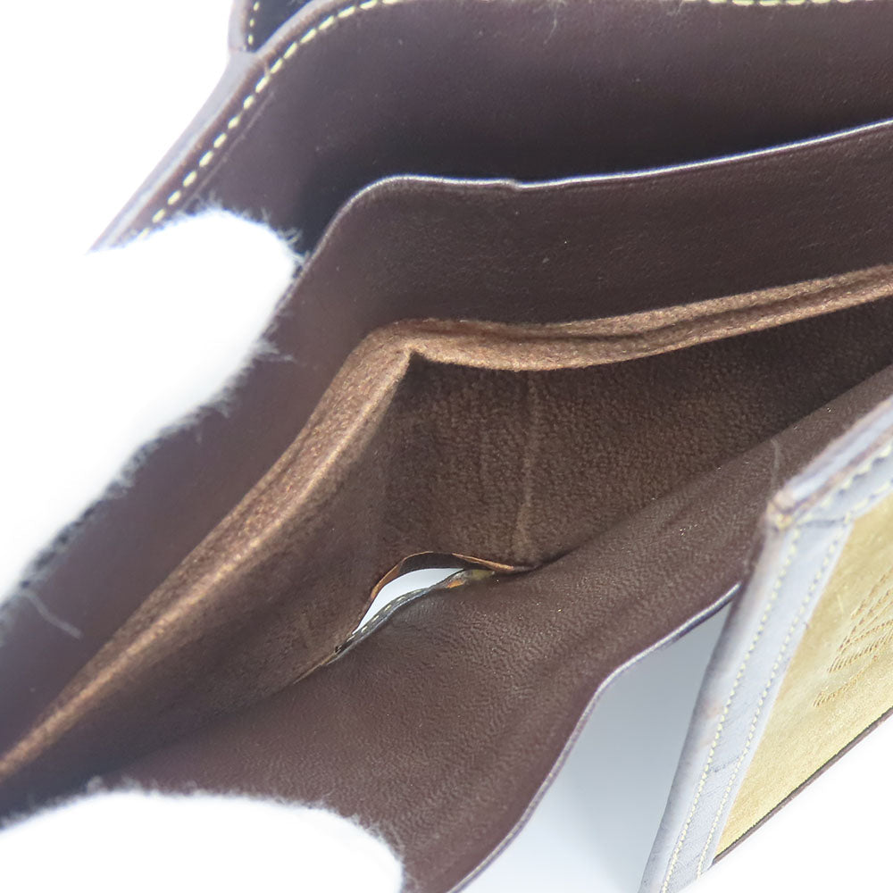 LOEWE Tri-fold wallet Suede, Leather khaki Women Used Authentic