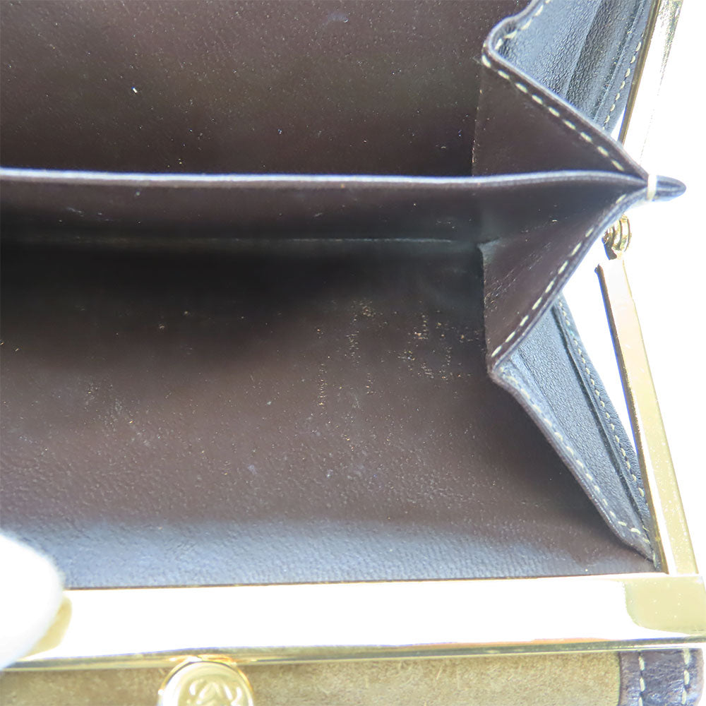 LOEWE Tri-fold wallet Suede, Leather khaki Women Used Authentic