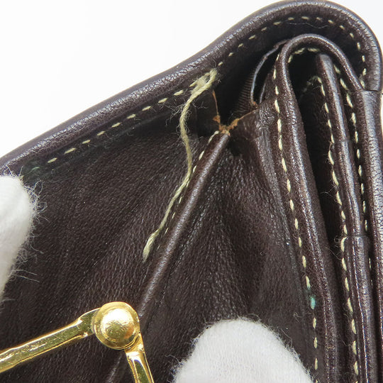 LOEWE Tri-fold wallet Suede, Leather khaki Women Used Authentic