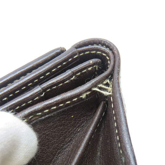 LOEWE Tri-fold wallet Suede, Leather khaki Women Used Authentic