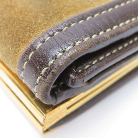LOEWE Tri-fold wallet Suede, Leather khaki Women Used Authentic