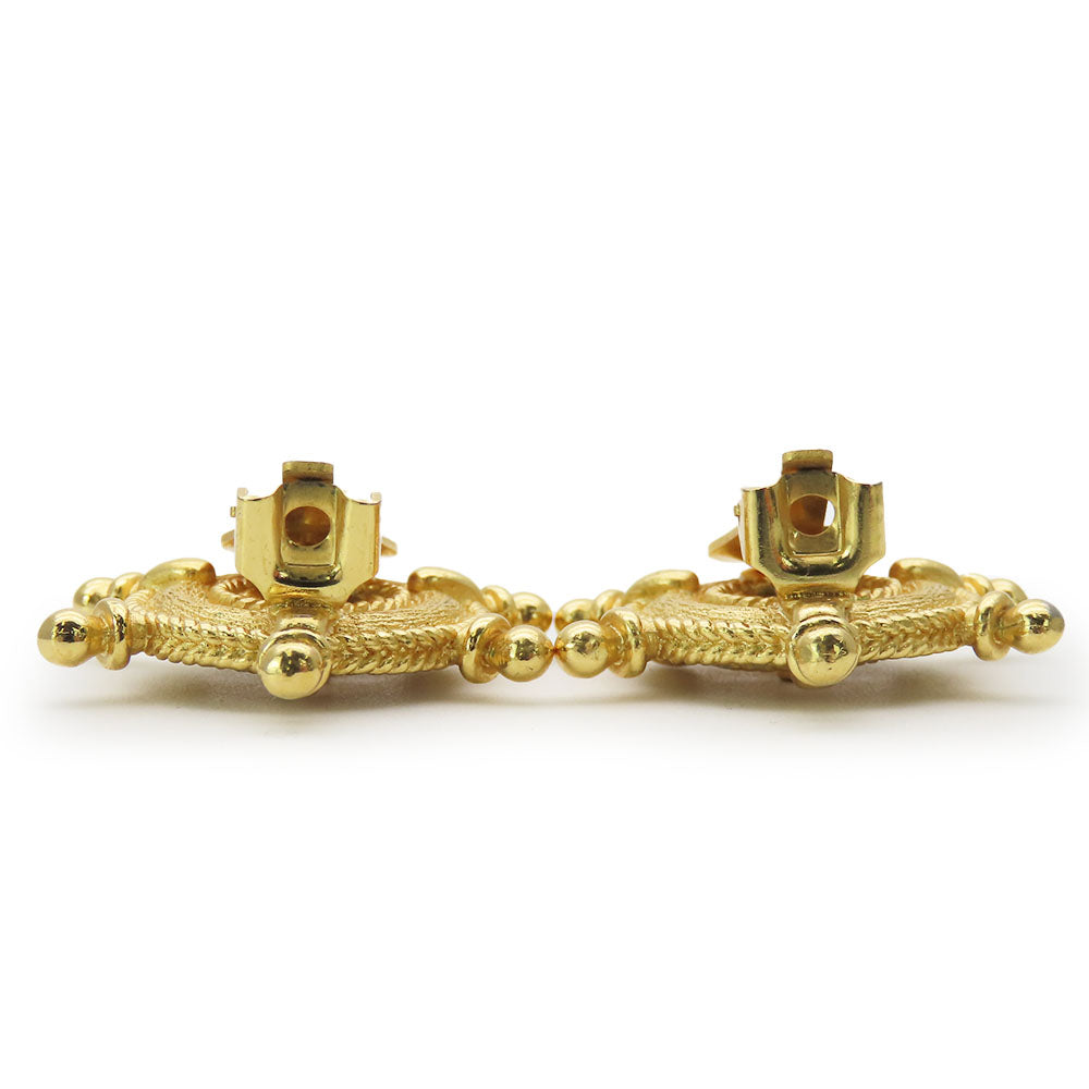 Christian Dior Earring Metal, Rhinestone gold Marin Women Used Authentic