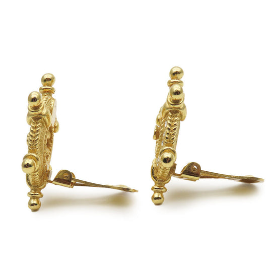 Christian Dior Earring Metal, Rhinestone gold Marin Women Used Authentic